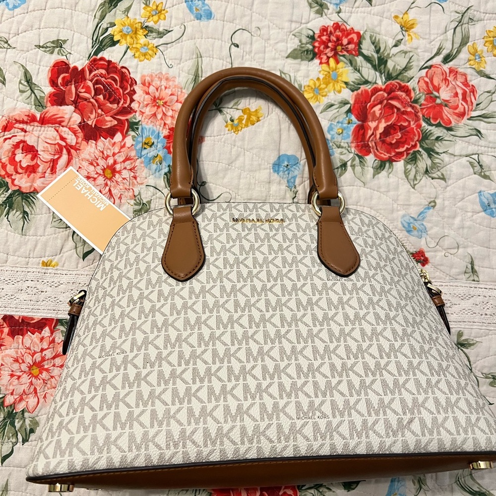 Michael Kors Veronica Medium Logo Dome Satchel Bag
